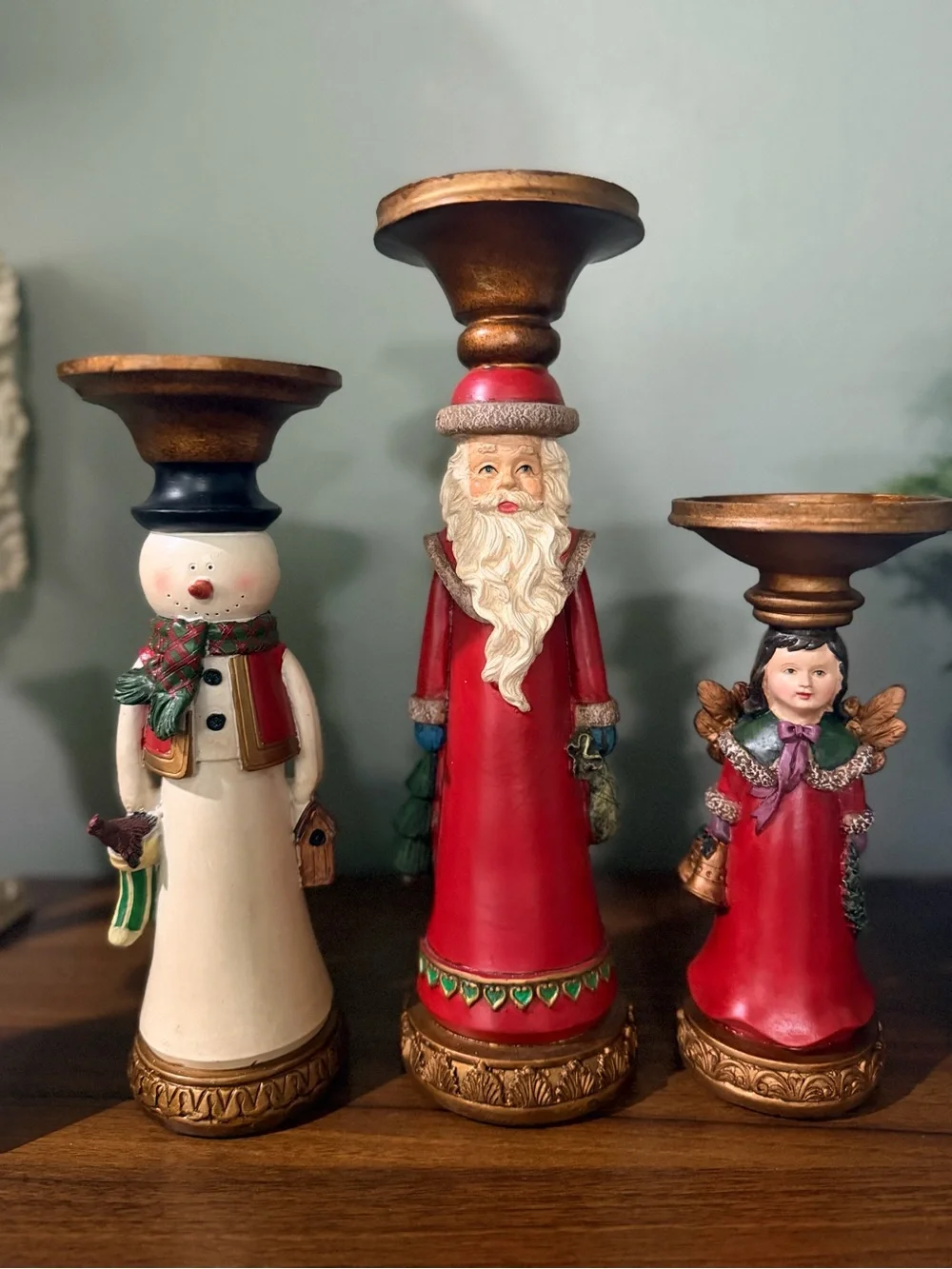 Kirklands set of 3 decorative holiday pillar holders